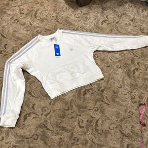Adidas Cropped Sweatshirt with Gray Stripes